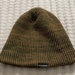 Filson Olive and Tan Knit Beanie